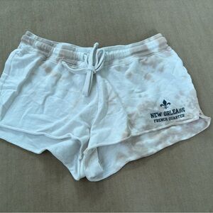 White and Brown Tie-Dye Shorts